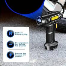 120W Portable Car Air Compressor: Inflate Your Tires With Ease - Wireless Pump With LED Light - 黑色 - 查看 6