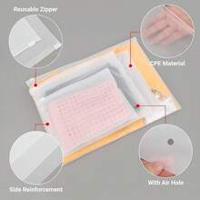 25-Pack Frosted Zipper Bags For Clothes – 10x8" Plastic Shirt Bags For Packaging T-Shirts, Swimsuits, Bikinis, 3 Mil With Vent Holes & Reinforced Sides - 磨砂 - 查看 3