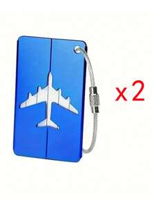 2-4pcs Aluminum Luggage Tag Set, Simple Plane Pattern, Stainless Steel Loop, Airplane Boarding Tags For Travel Carrying Identification, Travel Essentials|Stainless Steel Loop| Luggage Tag, Luggage Tags - MultiWarna - View 18