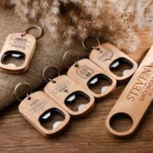 1pc Personalized Engraved Wooden Bottle Opener - Groomsmen Gifts, Wedding Favors, Boyfriend Birthday Gift, Custom Keychain,Custom Engraved Wood Bottle Opener Keychain, Boyfriend Birthday Present For Him