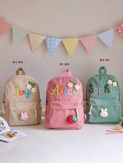1pc Personalized Children's Preschool Backpack, Toddler Customized Schoolbag, Birthday Party, Lettering