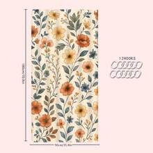 1/4pcs Vintage Flower & Wild Grass Themed Bathroom Set, Including Shower Curtain, Bath Mat, U-Shaped Toilet Lid Cover, Waterproof Shower Curtain For Bathroom Decor, Modern Style Curtain Partition, No Drilling Required, Polyester, Machine Washable Back To School - Multicolor - View 15