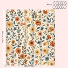 1/4pcs Vintage Flower & Wild Grass Themed Bathroom Set, Including Shower Curtain, Bath Mat, U-Shaped Toilet Lid Cover, Waterproof Shower Curtain For Bathroom Decor, Modern Style Curtain Partition, No Drilling Required, Polyester, Machine Washable Back To School - Multicolor - View 20