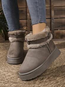 Women Outdoor Snow Boots/Short Boots/Casual Boots/Autumn Winter Boots/Warm Snow Boots/Cute Solid Color Christmas Daily Wear Waterproof Platform Slip-On Warm Snow Boots/Women Fashion Indoor Warm Slippers