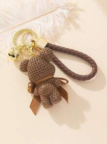 1 chaveiro criativo marrom com sino de urso, chaveiro de boneca fofo e refinado, chaveiro de carro, pingente de bolsa, presente para casais, acessórios escolares de carro para uso diário gótico Y2K