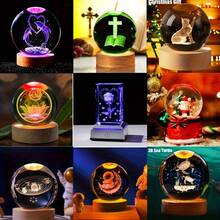 3D Crystal Ball Night Light, USB Powered Space Galaxy Animal Night Light With 7 Color Changes, Adjustable Polished Wooden Base, Switch Control, Suitable For All Room Types Desktop Decoration - Perfect Gift For Parties, Bars, Festivals, Birthdays - 狼王 - 查看 7