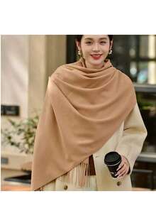 Stylish Casual Winter Scarf 230g With Fringes - Lạc đà - Xem 2