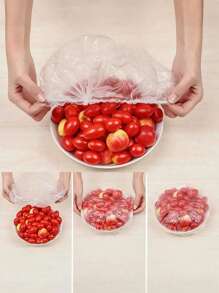 1 Pack Of 100 Disposable Plastic Wrap Sets And Disposable Shower Cap Sets For Household Fresh-Keeping Bowl Covers PE Plastic Wrap, Easy To Store, Odor Isolation, Kitchen Essential, Father's Day Gift