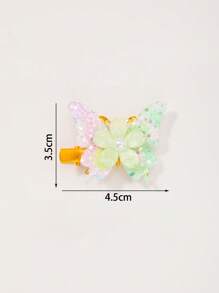 2pcs Colorful Sequined Cute Butterfly Hair Clips, Decorative Hair Accessories, 3D Butterfly Hair Clip Set, Alloy Butterfly Hair Clips With Rhinestone Decor
