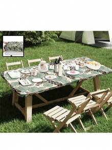 1 件春夏动物花卉图案涤纶户外野餐/餐桌布，适用于家庭、厨房、餐厅、丛林长颈鹿装饰桌布