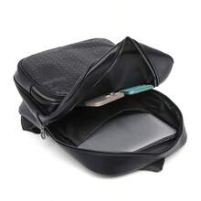 2025 New PU Woven Texture Backpack, Unisex College Student Backpack, Casual Backpack, Korean Style Simple Outdoor Travel Bag Large Capacity Bag