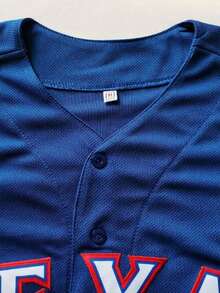 Atonmore Men's 6 Blue Baseball Jersey Casual Sports Shirt Button Embroidered Training Match Sports Shirt - 藍色 - 查看 5