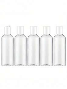 1-5 pezzi Bottiglie di plastica trasparenti ricaricabili da 200 ml con tappi a disco neri, bottiglie di plastica trasparenti con tappi a disco, bottiglie da viaggio a prova di perdite con tappi a scatto neri, adatte per articoli da toeletta, shampoo, lozione, balsamo, cosmetici da viaggio, uso domestico e da viaggio, bianco - Multicolore - Visualizzare 2