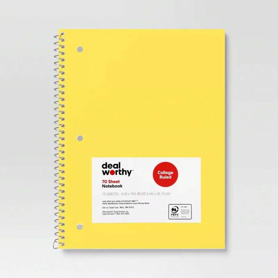 College Rule Spiral Notebook Yellow - 黃色 - 查看 1