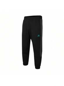 Adidas 男士松紧腰运动跑步健身休闲裤 - 黑色 - 查看 1