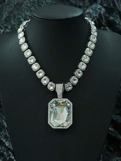 قلادة مطلية بالمعدن والأحجار الكريمة الملونة، قلادة كوبية ملونة بطراز الهيب هوب الأنيق