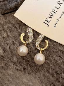 1pair Faux Pearl Dangle Earrings/Stud Earrings, Fashionable, Elegant, Classic, New, Luxury, Suitable For Any Occasions