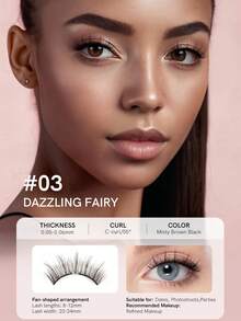 MLEN DIARY Magnetic False Eyelashes, Reusable, No Eyeliner Or Glue Required, Waterproof, Lightweight And Natural, Comes With A Small Storage Bag + Eyelash Brush - #03Dazzling Fairy - View 1