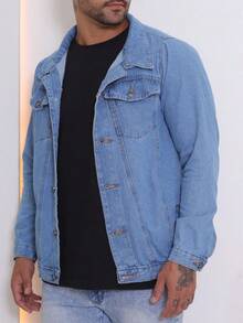 Men's Denim Jacket Men's Denim Jacket With Pockets - 順滑透明洗液 - 查看 6