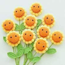 5PCS Handmade Crochet Sunflower, Eternal Artificial Woven Sunflower Flowers, Knitted Simutation SunFlowers, Preserved Flower, Best Gift For Birthdays, Weddings, Graduations, Father's Day & ,Teacher's Day. Suitable For Home Decor In Restaurant, Living Room, Bedroom,Holiday Gift & Party Decoration. - Orange - View 8