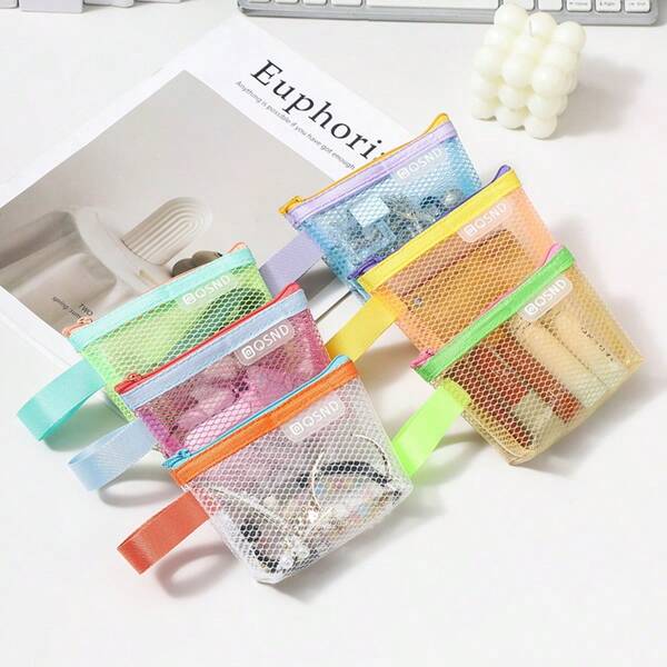 1 pieza Bolsa de monedero transparente de contraste de color gris simple y portátil, bolsa de almacenamiento de datos para monero, bolso inalámbrico para auriculares, adecuado para uso diario al aire libre para mujeres, moneta de viaje, billetera