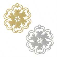 2pcs Fashionable 304 Stainless Steel Gold/Silver Plant & Flower Pattern Pendant, Vacuum Electroplated Durable Craft, Suitable For Necklace, Earrings, DIY Jewelry Making