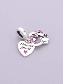 HuooNew Une pièce à la mode en argent sterling 925, sertie de cubic zirconia diamant, forme de cœur, empreintes de pattes de chien, "Je t'aimerai toujours", pendentif perle, bijoux pour femmes, bijoux en argent, accessoires quotidiens, cadeaux de couple