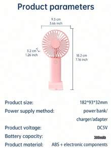 1 pieza Ventilador de triple hoja recargable por USB con soporte, se puede usar como soporte para teléfono/tableta, diseño lindo adecuado tanto para niños como para niñas. Regalo ideal para mujeres, perfecto para actividades al aire libre, playa, oficina, escuela, hogar [Ventilador de refrigeración de verano]
