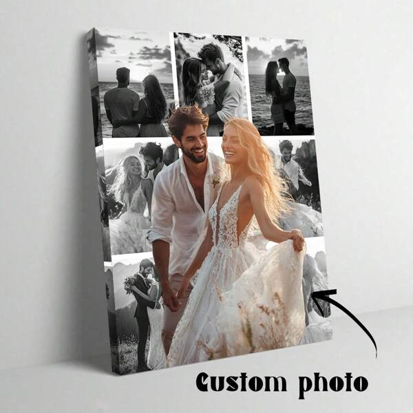 1 Stück, personalisierte Hochzeitsfoto-Wandkunst, individualisiertes Liebesfoto-Poster, Valentinstags-Geschenk, Geschenk für den Partner, Wohnzimmer-Dekoration, Schlafzimmer-Dekoration