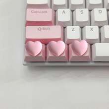 2 tapas de teclas con forma de corazón rosa para personalizar tu teclado - Adecuado para personalización DIY, teclas de eje cruzado - Rosa - Ver 3
