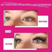 Fowendia Lash Clusters Kit Fluffy 80D Individual Lashes D Curl Cluster Eyelash Extensions 10-18mm DIY Lash Extension Kit Lash Bond And Seal Waterproof, Lash Applicator, Thick False Eyelashes Kit - 80D-kit(Fluffy) - View 5