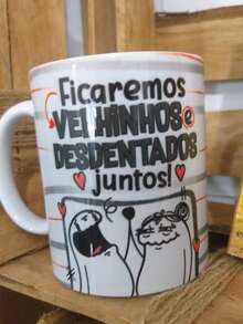 Funny Porcelain Mug Couple We'll Become Old And Toothless Together - trắng - Xem 2