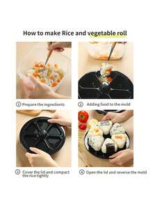 1 件六合一寿司制作套件 - 三角形米饭和蔬菜卷模具，塑料，厨房必备，模具寿司制作套件 | 三角形设计 | 易于清洁的材料