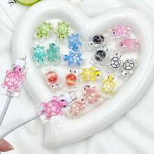 2 件闪亮海龟充电器保护器、数据线套、3D 海龟手机配件、防断充电线保护器、手机充电端口保护装置充电器配件、手机配件