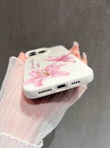 1pc Customized Artistic Name Fashion Fashionable Pink Lily Flower Pattern Phone Case Compatible With Samsung Galaxy S23 Ultra/S24 Ultra/A54 And Redmi Note 13 Pro Plus/Redmi 9A/10C And 17 Pro Max/16 Pro Max/15 Pro/14 Plus/13 Pro/12 Pro Max/11/Xs Max/8/7/6 Plus, Matching Customized Phone Case, Anti-Drop, Anti-Fingerprint, Elegant And Stylish, Best Gift For Friends, Parents, Boyfriend, Girlfriend
