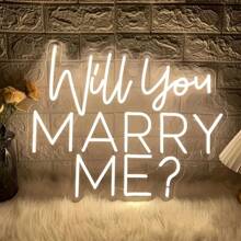 Insegna al neon "Vuoi sposarmi?" - Decorazione da parete per proposta di matrimonio e festa di fidanzamento, insegna in plastica multiuso alimentata a USB con controllo dell'interruttore, ideale per decorazioni di addio al nubilato e matrimonio
