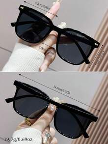 1pc Oversized Black Y2K Style Fashion Glasses, Suitable For Summer Beach Vacation, - Black - View 4