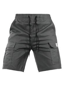 Pantaloncini cargo con vita elastica e coulisse, tasche grandi, pantaloni casual estivi unisex per uso all'aperto