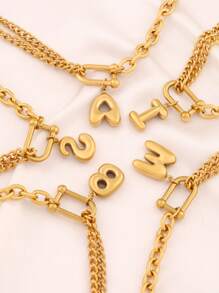 1 pièce Bracelet à pendentif lettre en acier inoxydable de A à Z pour femmes, lettre initiale U forme de fermoir en or punk, chaîne de charmes bracelets bijoux