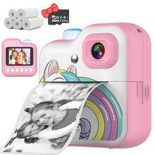 儿童相机即时打印，可打印照片的儿童即时相机，适合 3-12 岁男孩女孩的圣诞节生日礼物，适合 3 4 5 6 7 8 9 10 岁幼儿的便携式玩具 - 多色 - 查看 2