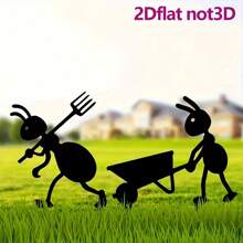 [2D Flat] 2 Pieces 2D Flat Garden Ant Decorations - Acrylic Material Animal Silhouette Garden Stakes For Outdoor, Halloween And Holiday Yard Decorations, Rustic Style, No Batteries Required, Great Garden Decor Gift For All Seasons