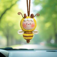 Haak bijen auto achteruitkijkspiegel houder, kamer decoratie, schattige hommel auto hangende ornament, een cadeau voor bijenliefhebbers auto hangend, haak schattige bijen tas ornament, auto interieur decoraties