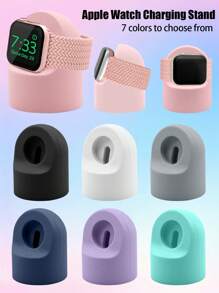 1Pc Silicone Watch Charger Stand Compatible With Apple Watch Series 10/9/8/SE/7/6/SE/5/4/3/2/1/Ultra All Sizes Charging Station Dock Holder Compatible With Apple Watch 46mm 49mm 45mm 44mm 42mm 41mm 40mm 38mm Smart Watch Bracket Accessories