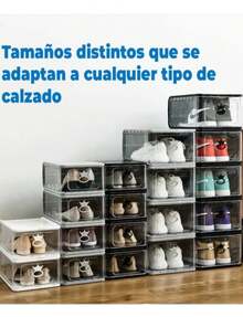 Juego de 5 Cajas de almacenamiento para zapatos, apilables, transparentes, organizador de entrada, tamaño grande (blanco) 31.5*21.5*13.5 - Multicolor - Ver 4