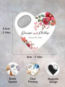 Heart-Shaped Bottle Opener, Wedding Guest Gift, Customized Bottle Opener, Personalized Heart Design, Wedding Party Favor, Personalized Wedding Favor, Heart-Shaped Bottle Opener With Thank You Card, Suitable For Christening, Bridal Shower, Apparel Accessories, Fashionable Autumn Style, Gift For Boyfriend, Girlfriend, Family, Friends - Multicolor - View 8