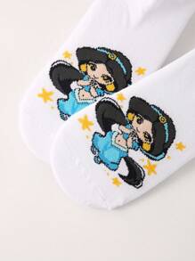 5/10/15 Paar Damen/Herren/Mädchen/Jungen/Paar, Frühling/Sommer, niedrig geschnittene Socken, Dekor mit Cartoon-Prinzessinnen-Muster, süß, hautfreundlich, weich, atmungsaktiv, vielseitig, geeignet für Studenten, Erwachsene, Party, Urlaub, Büro, Zuhause und den Alltag, zufällige Farbe und Stil