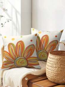 1/2/4 Pcs Summer Pillow Covers Hello Sunshine Floral Polka Dot Outdoor Throw Pillows Rustic Farmhouse Seasonal Holiday Pillow Covers For Sofa Home Decor