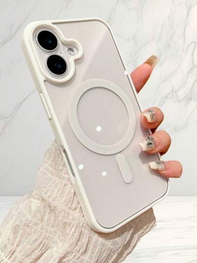 1pc Simple Macaron Transparent Magnetic Full Body Shockproof Protective Phone Case, Suitable For IPhone 17/17 Air/17 Pro/17 Pro Max/16/16 Pro/16 Plus/16 Pro Max/15 Pro Max/15/14/13/12/11, Suitable For Family, Friends, Kids, Birthday, Spring, Holiday, Boyfriend, Girlfriend, Valentine's Day