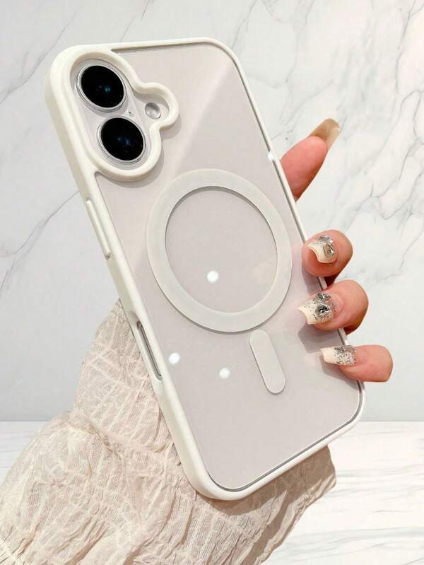 1pc Simple Macaron Transparent Magnetic Full Body Shockproof Phone Case, Suitable For IPhone 16/16Pro/16Plus/16ProMax/ 15ProMax/15/14/13/12/11, Suitable As A Gift For Family, Friends, Children, Birthday, Spring, Holidays, Boyfriend, Girlfriend, Valentine's Day