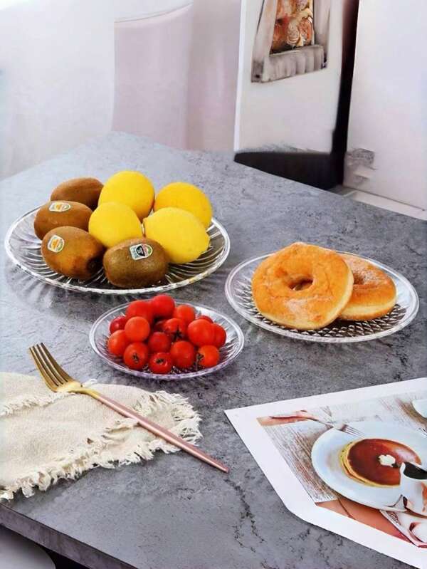 1 pièce Plateau de fruits à texture de pétale de fleur en plastique transparent, pour un usage extérieur et de jardin, vaisselle de patio et de pique-nique, plateau à gâteau rond multifonctionnel, plateau à desserts pour les collations, les noix, les bonbons, les biscuits, le pain, les mariages, les fêtes, Noël